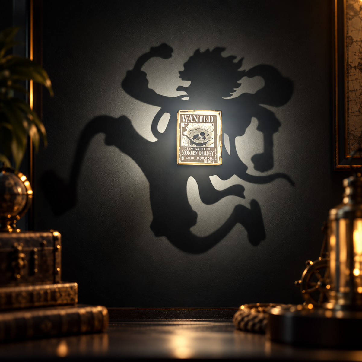 Gear 5 Luffy inspired LED shadow wall lamp