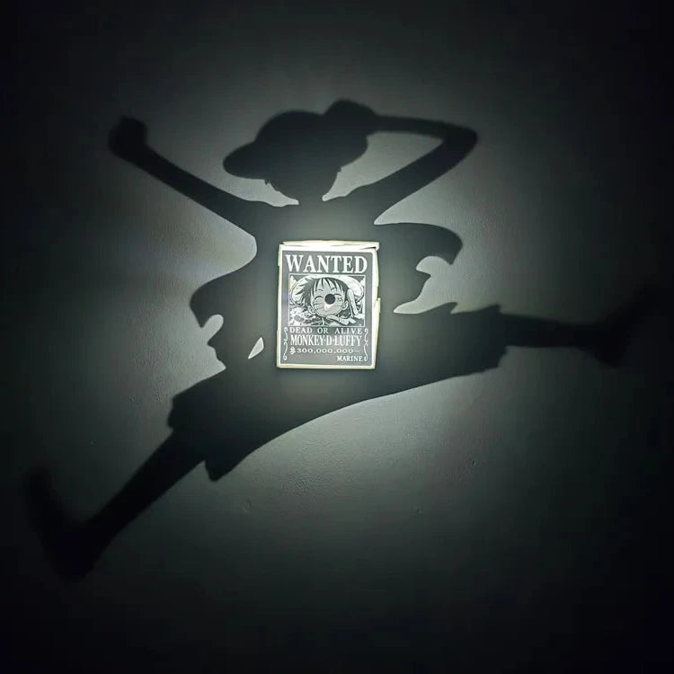 Monkey D. Luffy inspired LED shadow wall lamp