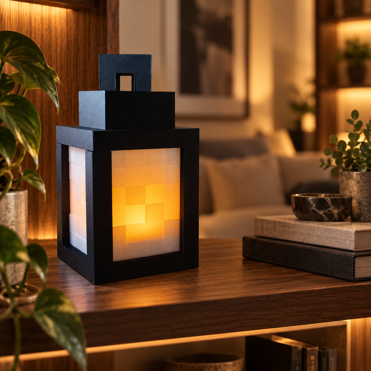 Minecraft inspired 3D printed tealight lantern