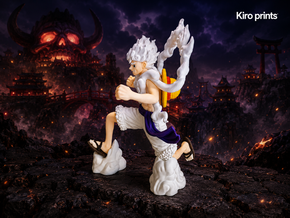 Gear 5 Luffy inspired 3D printed action figure side view