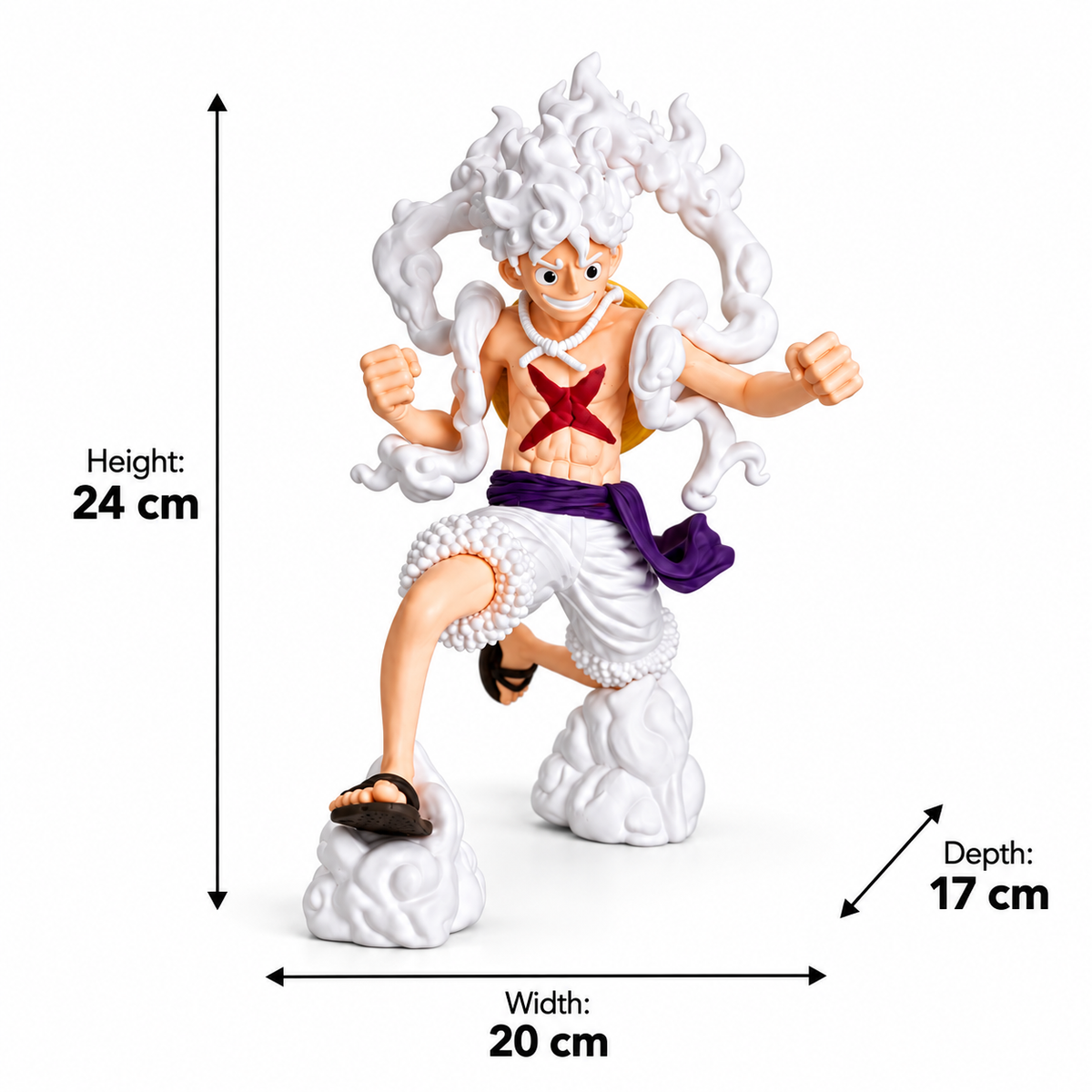 Gear 5 Luffy inspired 3D printed action figure size dimensions