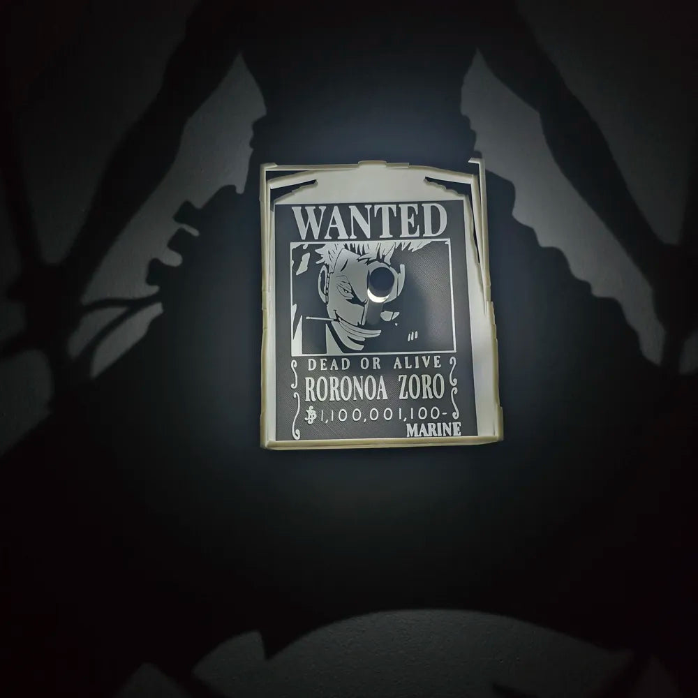 Roronoa Zoro inspired LED shadow wall lamp
