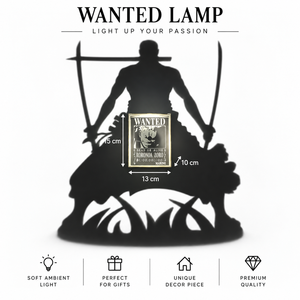 Roronoa Zoro inspired LED shadow wall lamp
