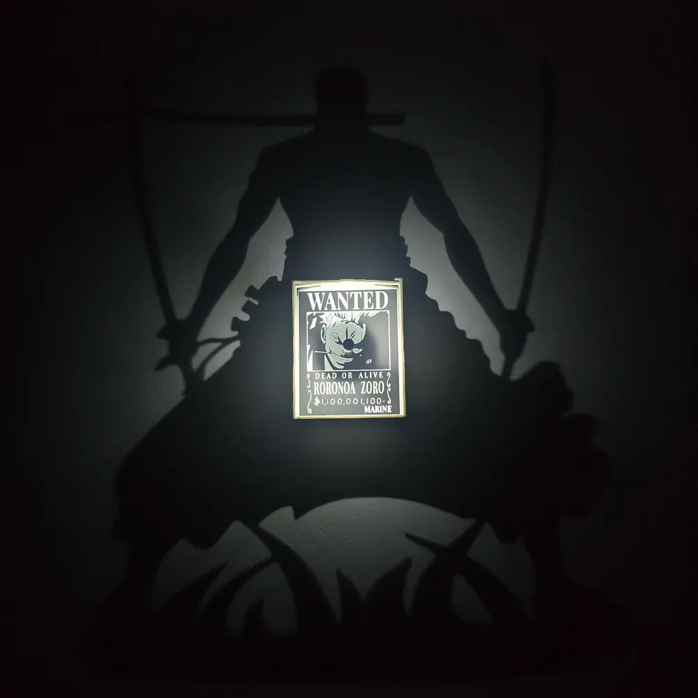 Roronoa Zoro inspired LED shadow wall lamp